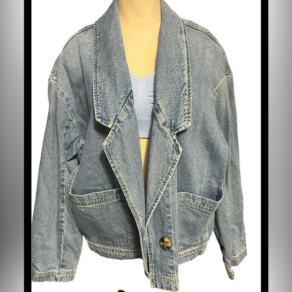 Zara Women's Blue Jean Jacket Oversize - Picture 10 of 10